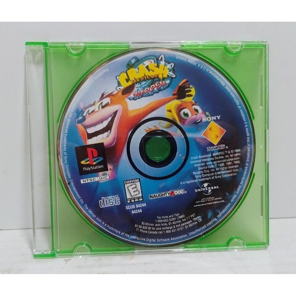 1998 SONY PLAYSTATION 1 PS1 CRASH BANDICOOT WARPED DISC ONLY TESTED WORKS